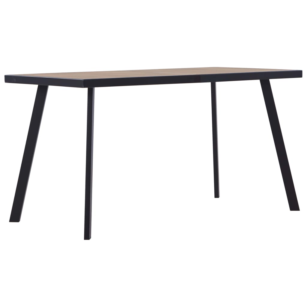 Dining Table Light Wood and Black 140x70x75 cm MDF