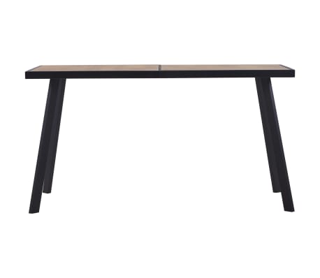 vidaXL Dining Table Light Wood and Black 140x70x75 cm MDF