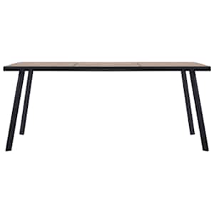 vidaXL Valgomojo stalas, šviesios medienos ir juodas, 180x90x75cm, MDF