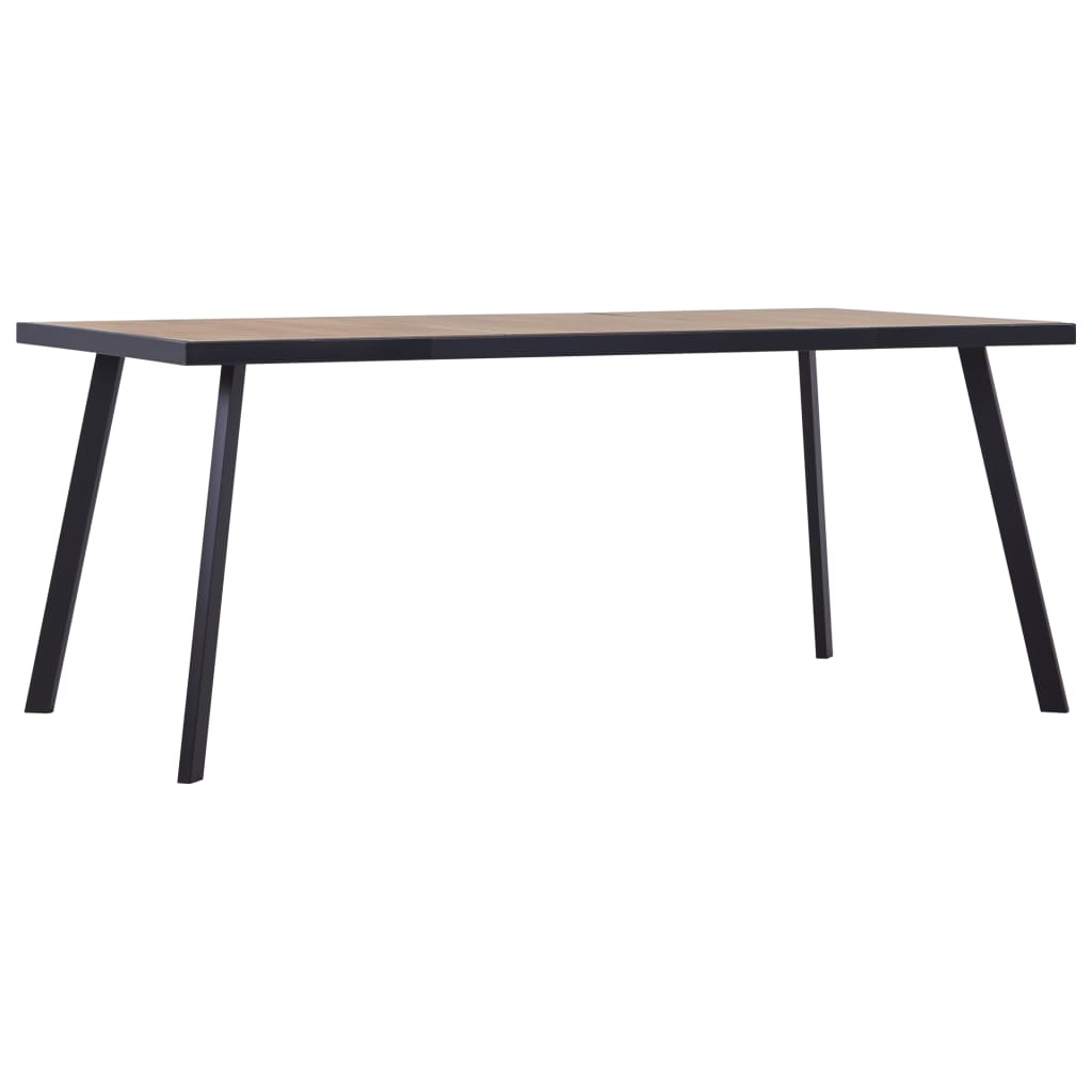Dining Table Light Wood and Black 200x100x75 cm MDF