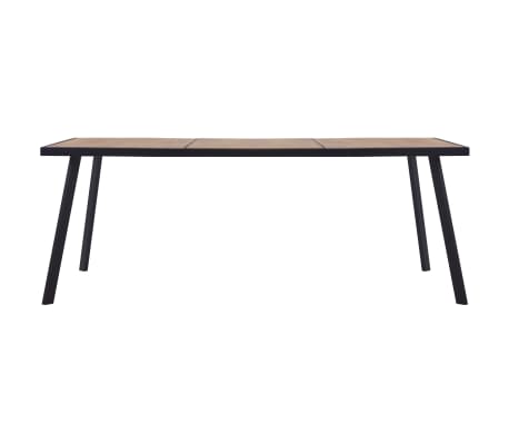 vidaXL Dining Table Light Wood and Black 200x100x75 cm MDF