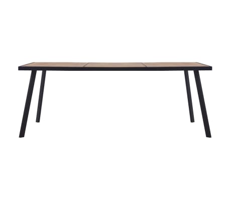 vidaXL ダイニングテーブル ライトウッド＆ブラック 200x100x75 cm MDF材製