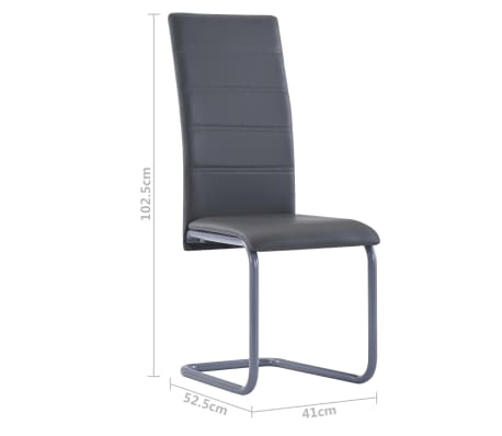 vidaXL Cantilever Dining Chairs 4 pcs Grey Faux Leather