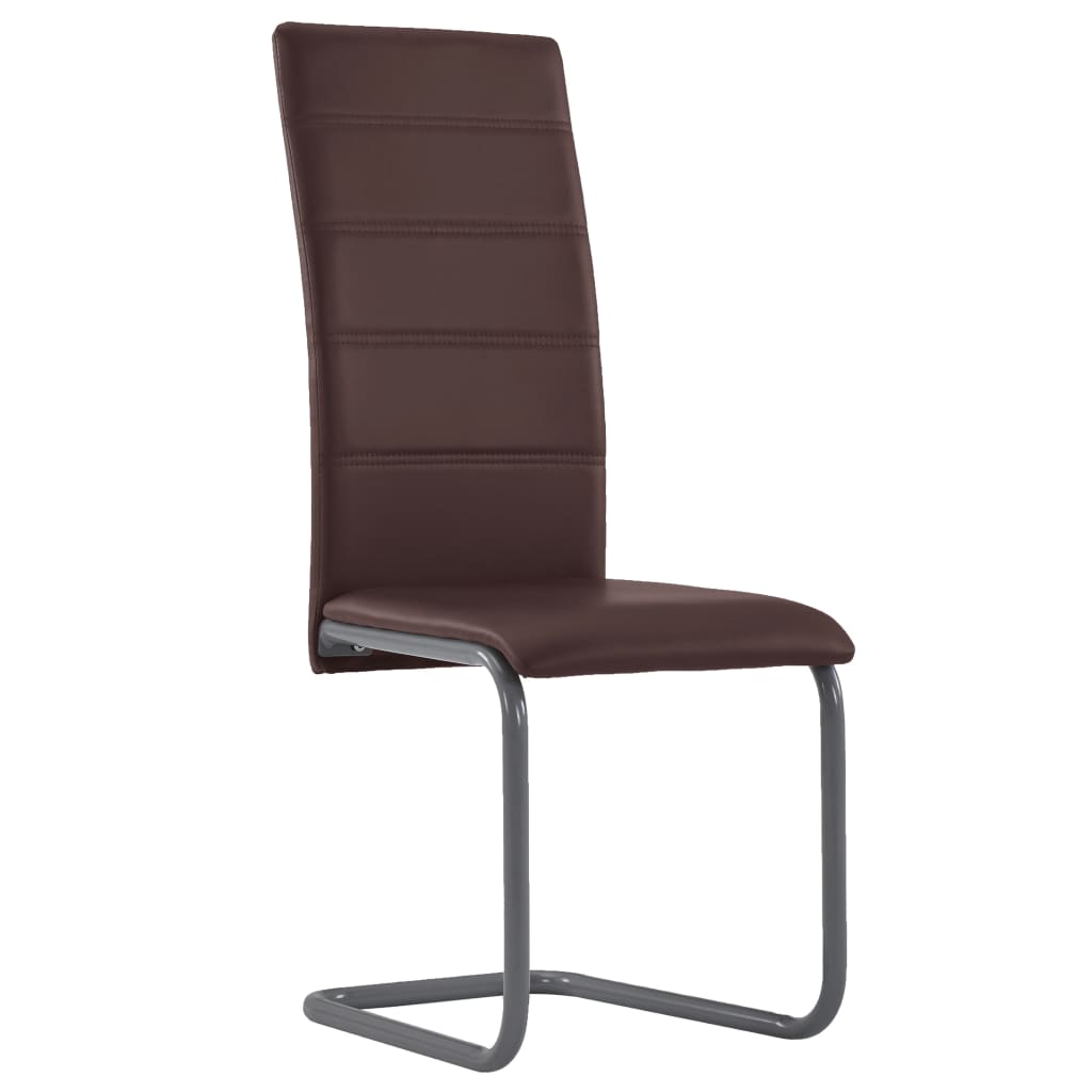 vidaXL Cantilever Dining Chairs 4 pcs Brown Faux Leather