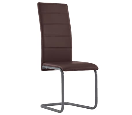 vidaXL Cantilever Dining Chairs 4 pcs Brown Faux Leather