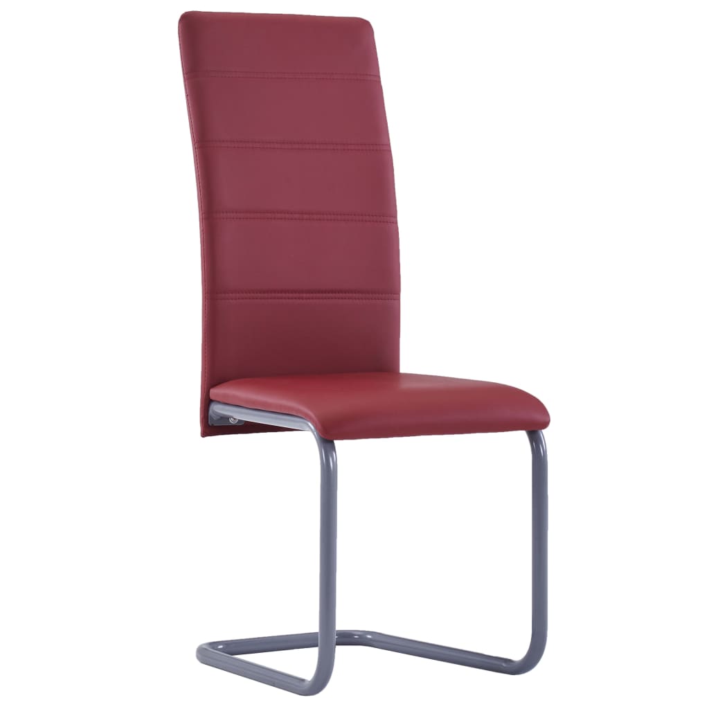 vidaXL Cantilever Dining Chairs 2 pcs Red Faux Leather