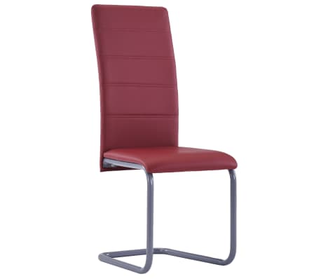 vidaXL Cantilever Dining Chairs 2 pcs Red Faux Leather