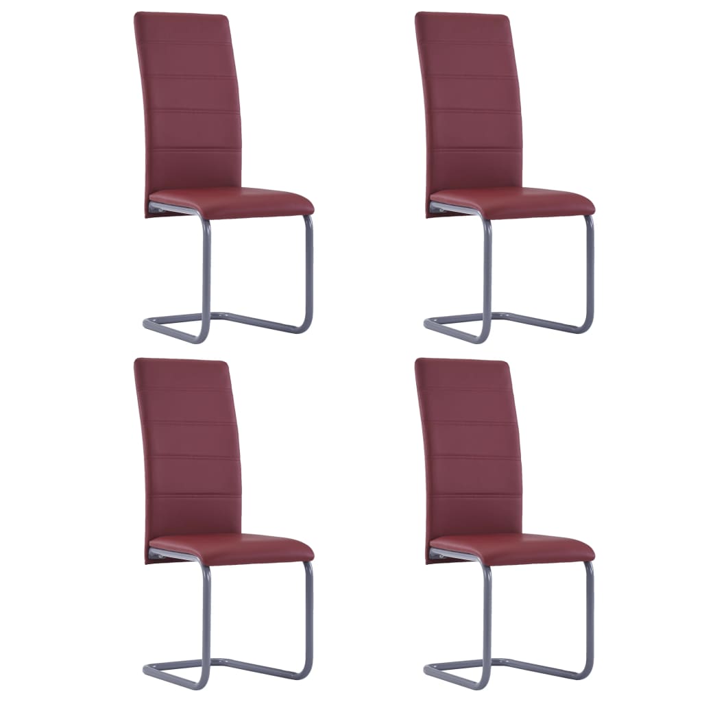 Cantilever Dining Chairs 4 pcs Red Faux Leather – Home and Garden | All ...