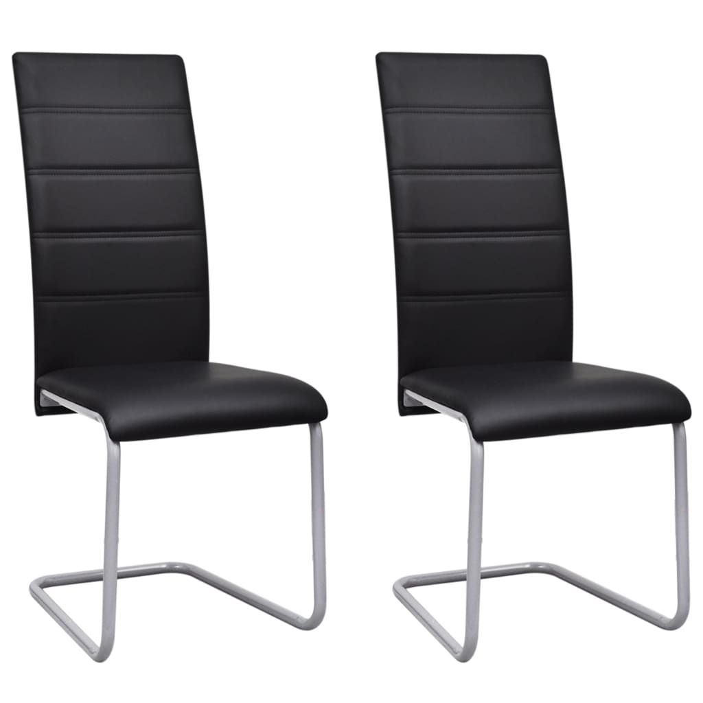 Grey leather deals cantilever dining chairs