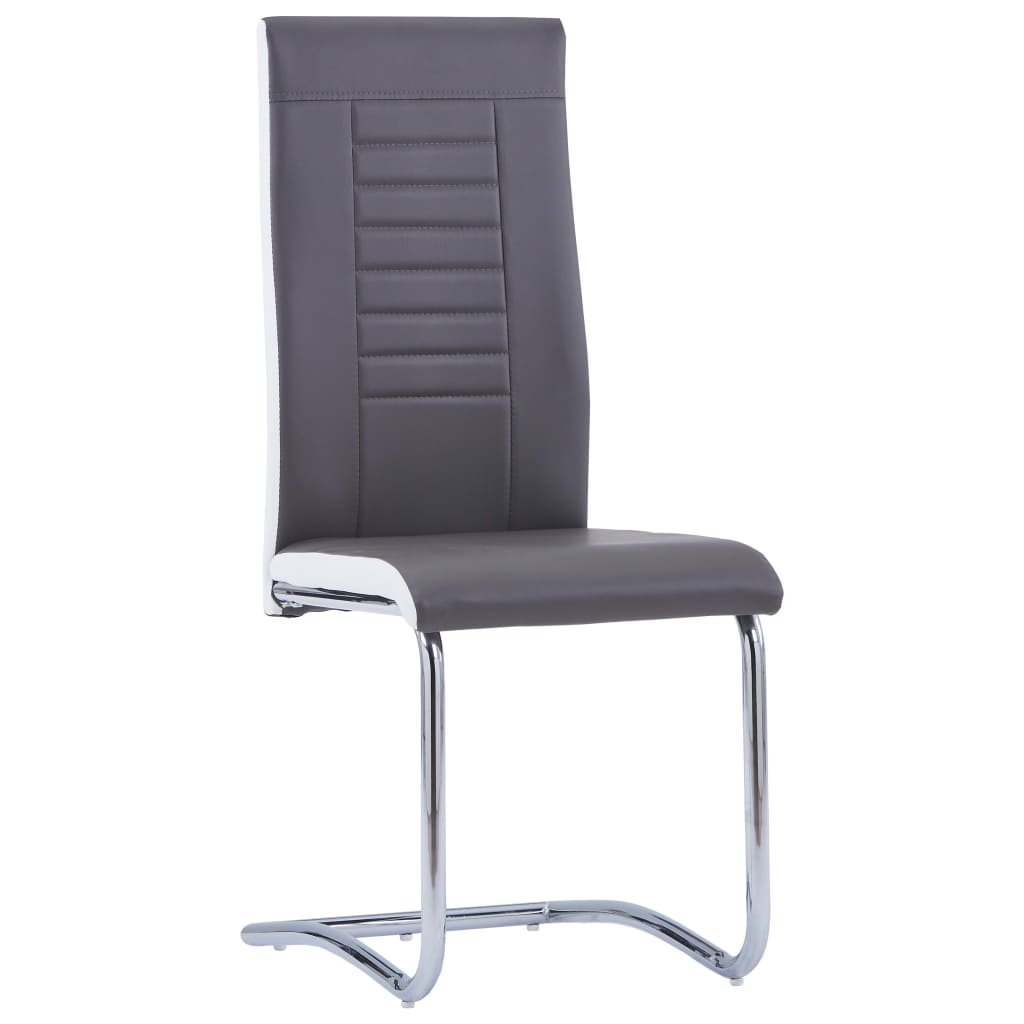 vidaXL Cantilever Dining Chairs 2 pcs Grey Faux Leather