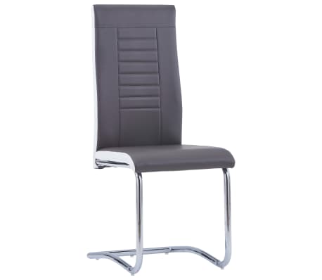 vidaXL Cantilever Dining Chairs 2 pcs Grey Faux Leather