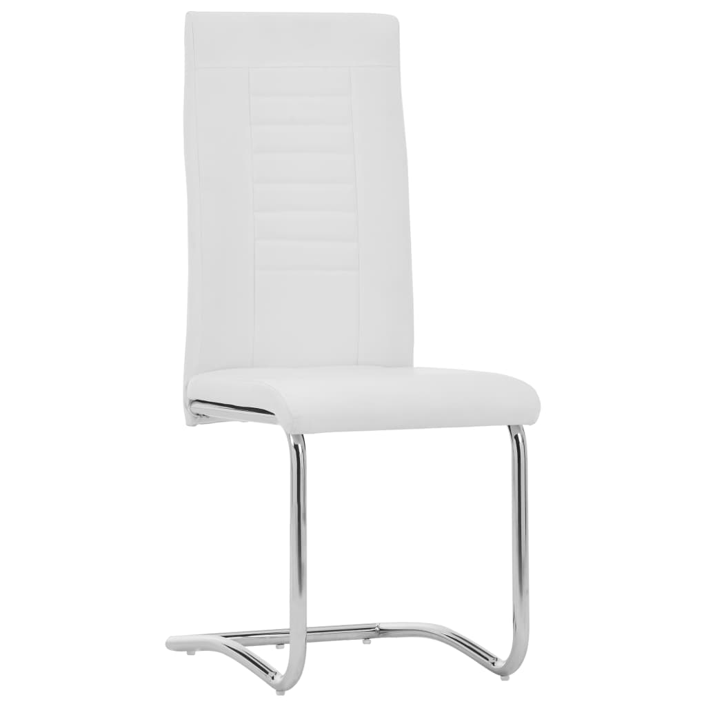 vidaXL Cantilever Dining Chairs 2 pcs White Faux Leather