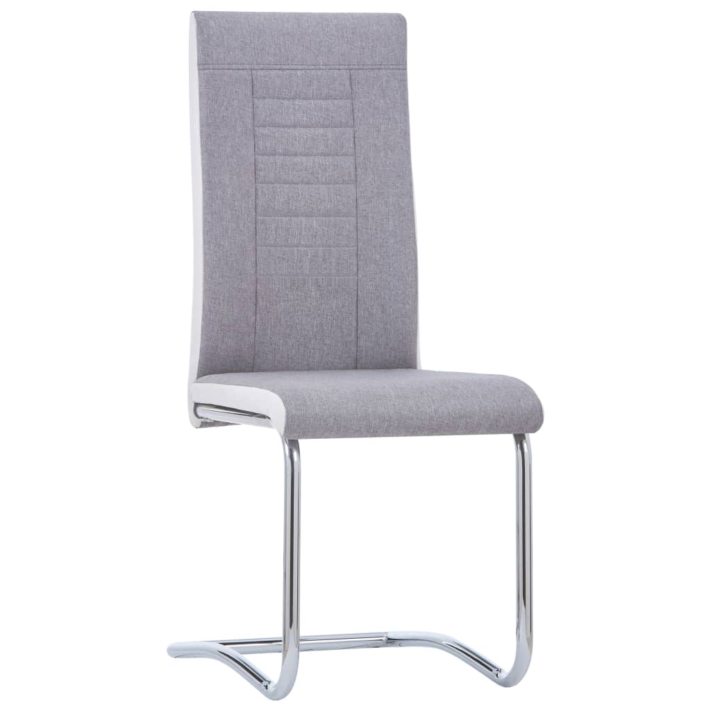 vidaXL Cantilever Dining Chairs 4 pcs Light Grey Fabric