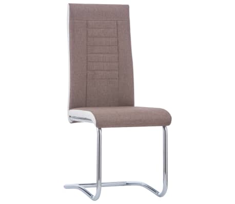 vidaXL Cantilever Dining Chairs 4 pcs Brown Fabric