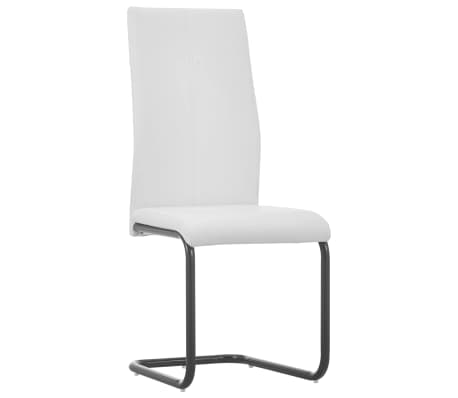 vidaXL Cantilever Dining Chairs 4 pcs White Faux Leather