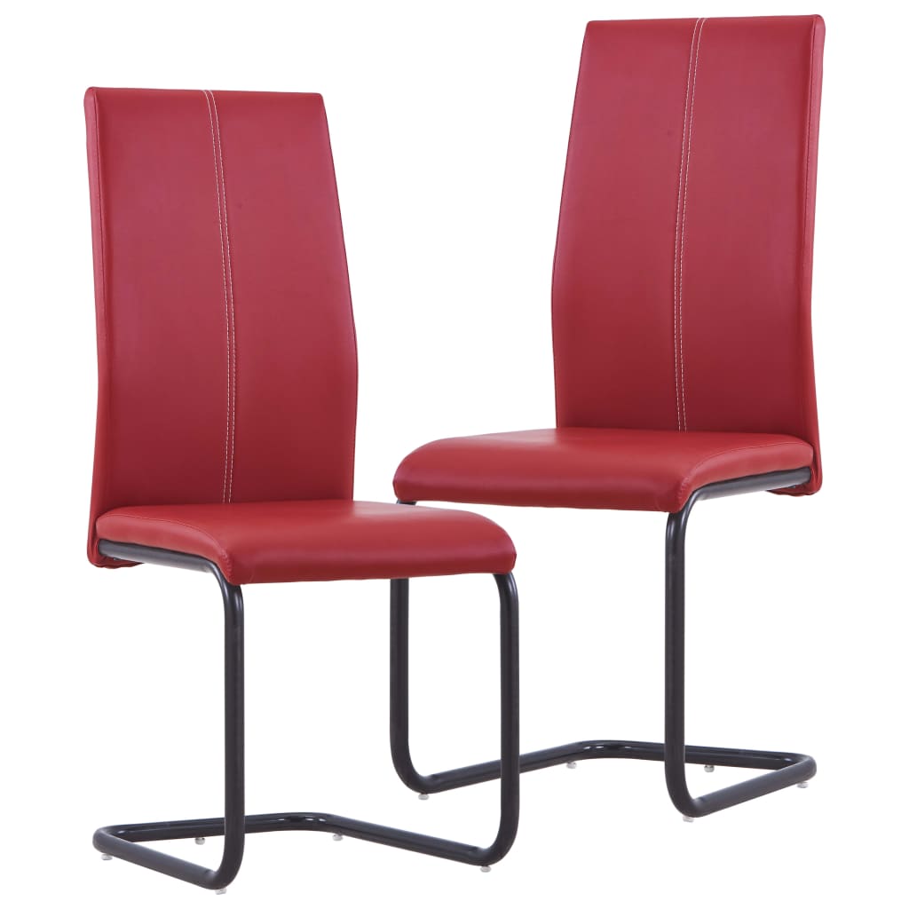 vidaXL Takajalattomat ruokapöydän tuolit 2 kpl punainen keinonahka
