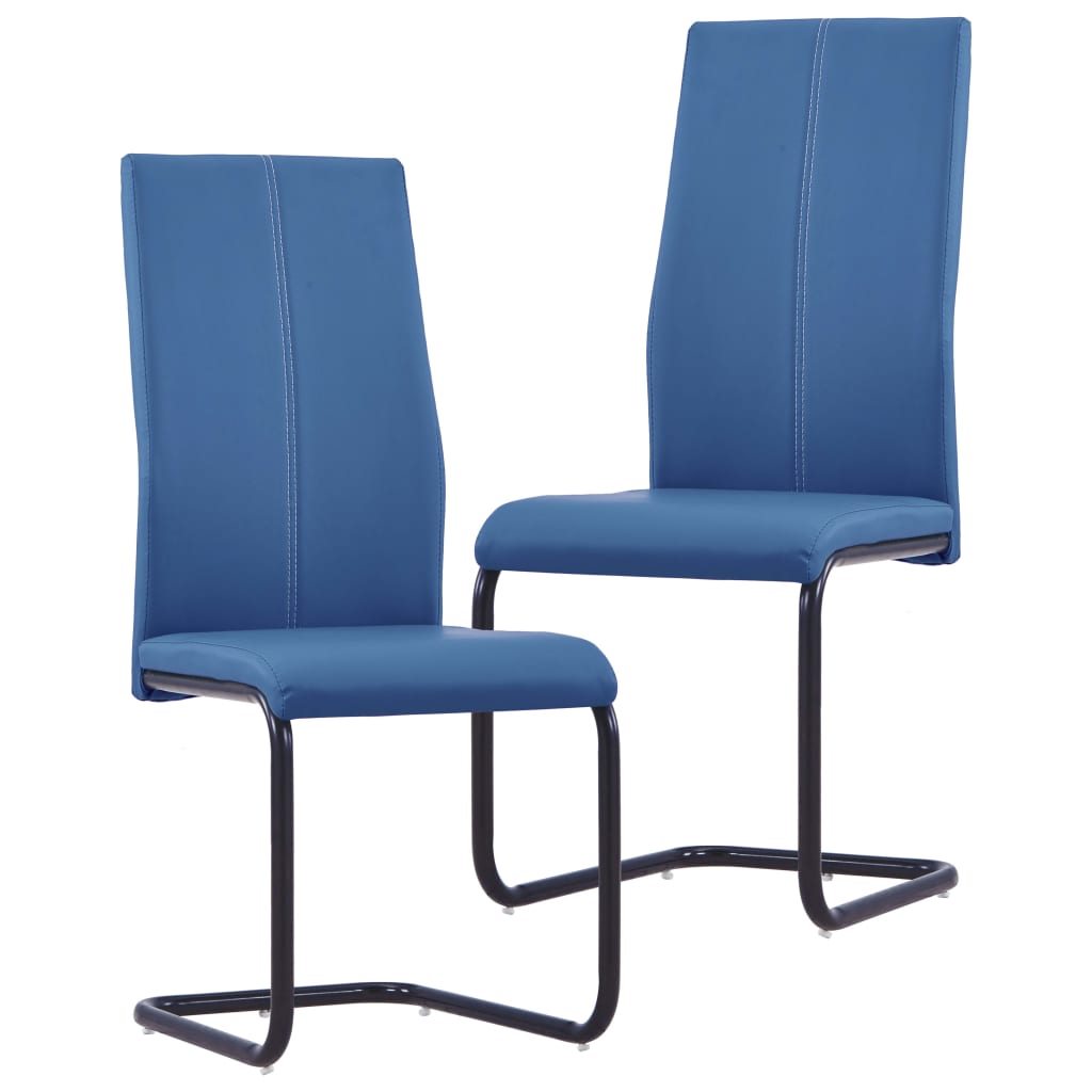 vidaXL Takajalattomat ruokapöydän tuolit 2 kpl sininen keinonahka