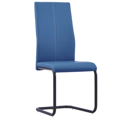 vidaXL Frittbærende spisestoler 2 stk blå kunstig skinn