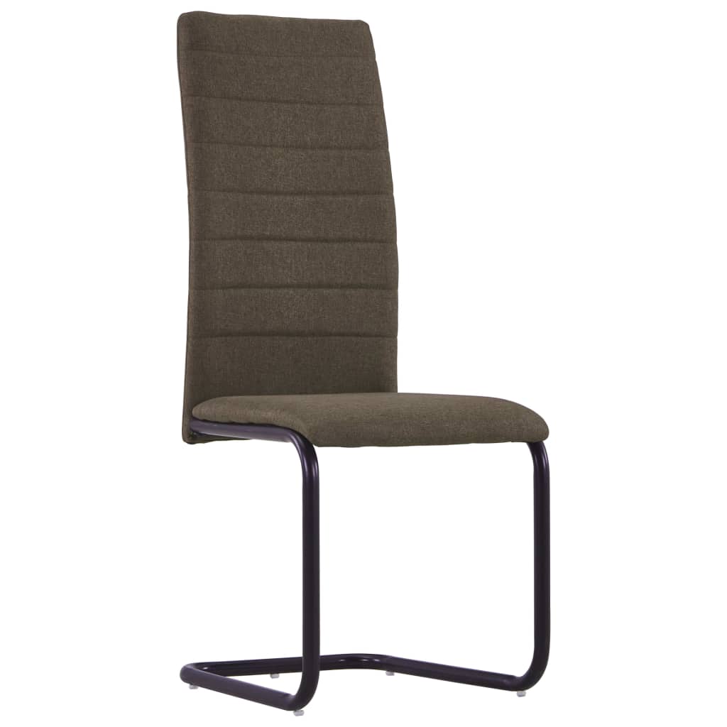 vidaXL Cantilever Dining Chairs 2 pcs Brown Fabric