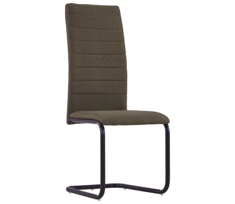 vidaXL Cantilever Dining Chairs 2 pcs Brown Fabric