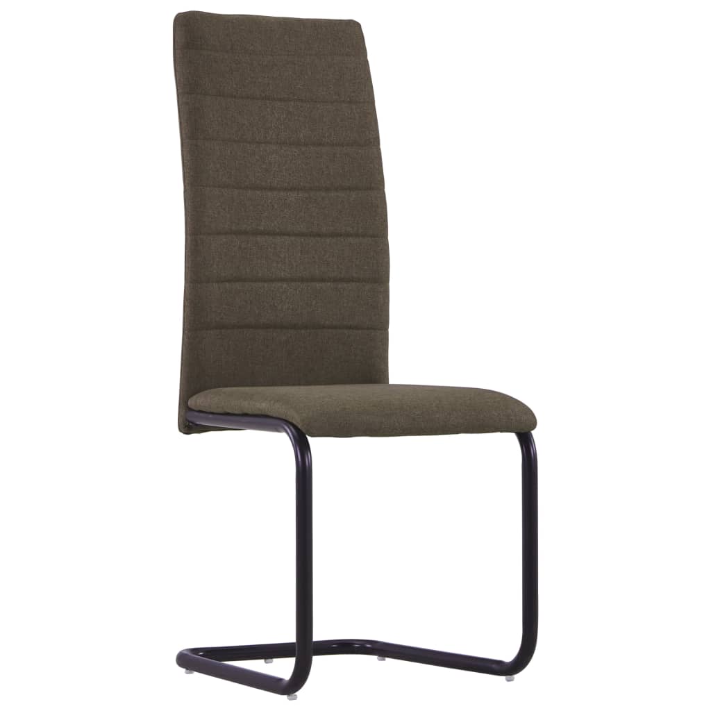 vidaXL Cantilever Dining Chairs 4 pcs Brown Fabric