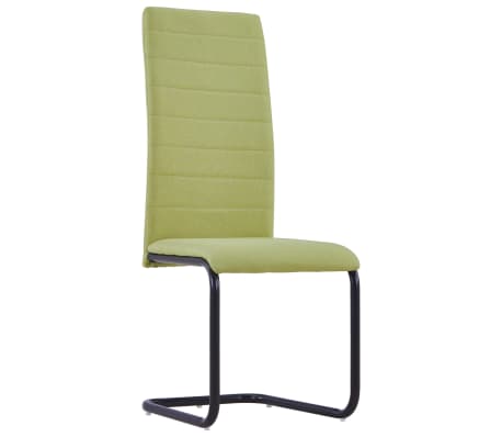 vidaXL Cantilever Dining Chairs 2 pcs Green Fabric