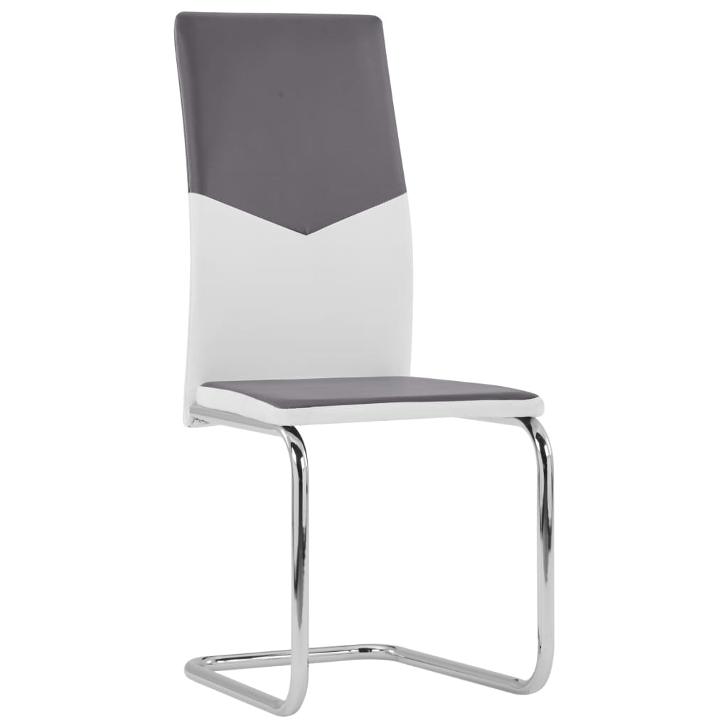 vidaXL Cantilever Dining Chairs 4 pcs Grey Faux Leather