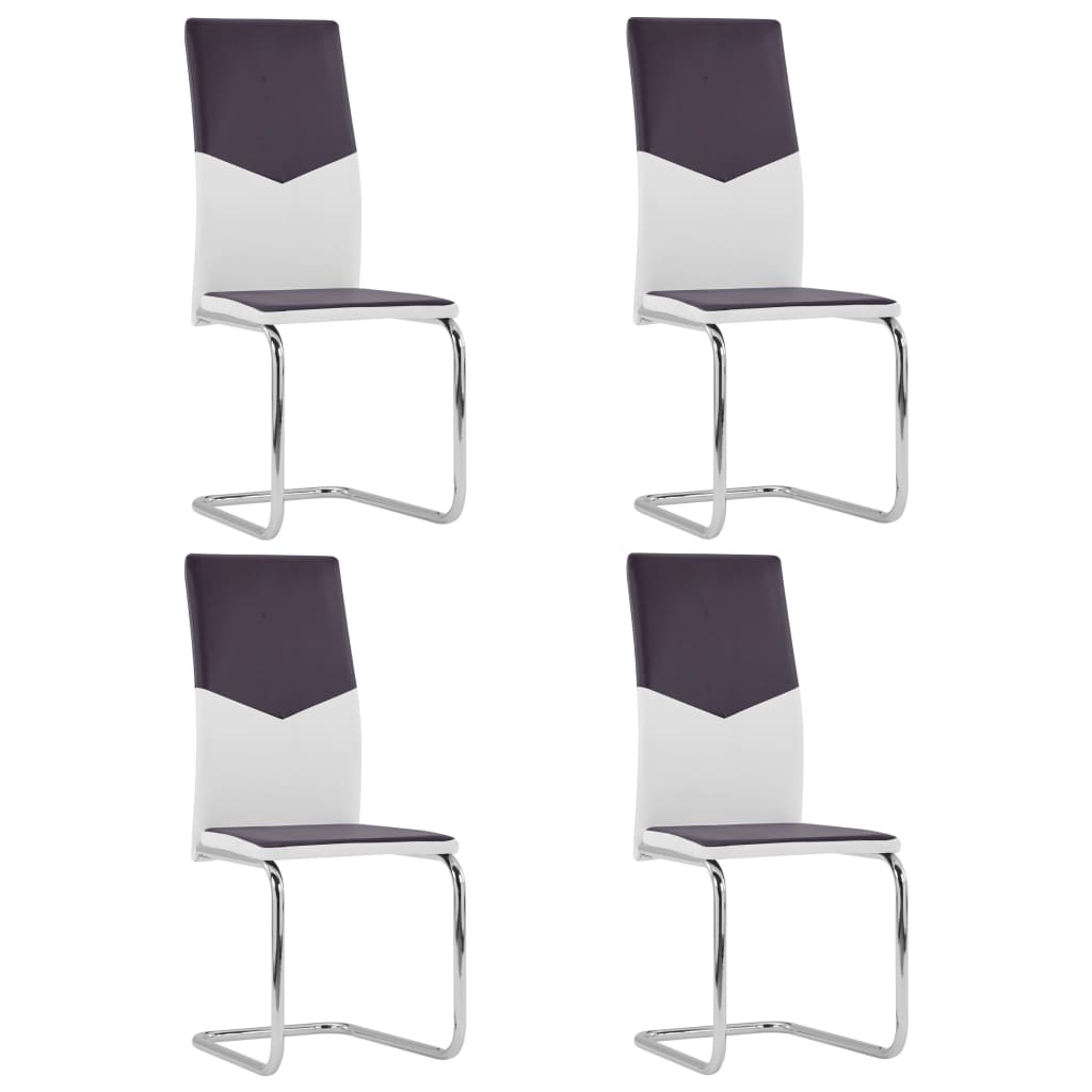 Cantilever Dining Chairs 4 Piece Brown Faux Leather