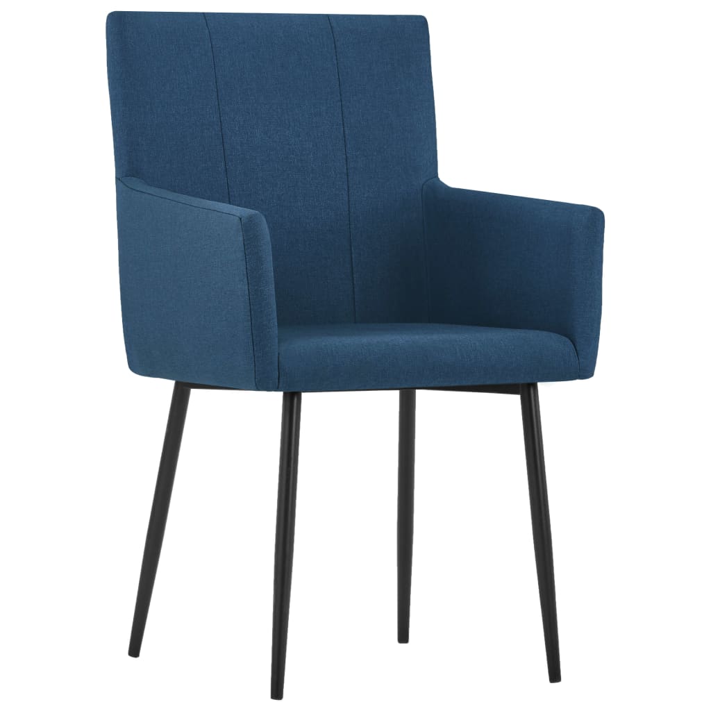 vidaXL Dining Chairs with Armrests 2 pcs Blue Fabric