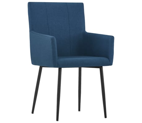 vidaXL Dining Chairs with Armrests 2 pcs Blue Fabric