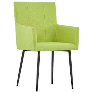 vidaXL Dining Chairs with Armrests 2 pcs Green Fabric