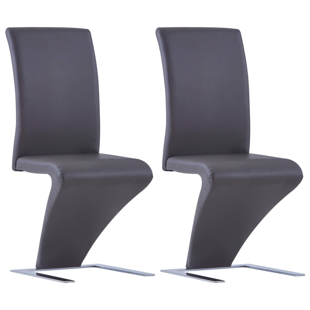 

vidaXL Dining Chairs with Zigzag Shape 2 pcs Gray Faux Leather