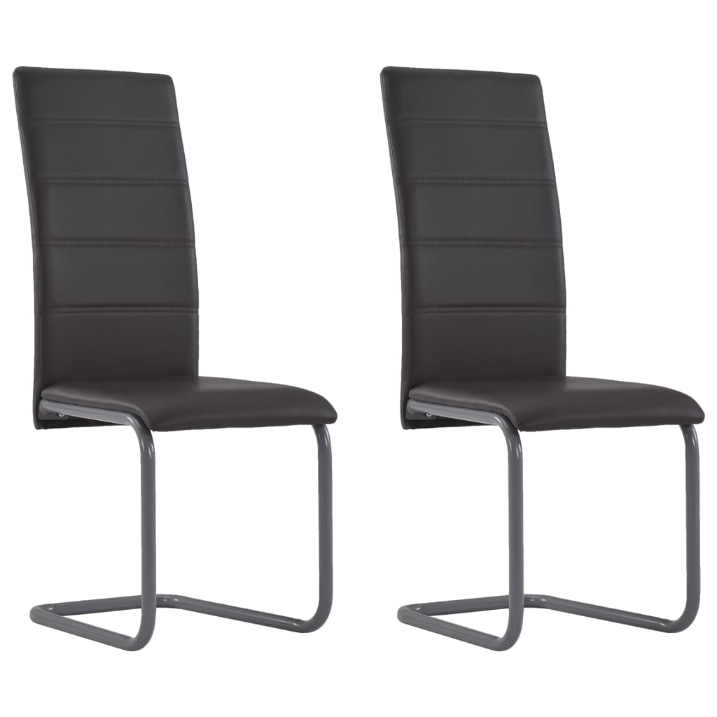 

282095 vidaXL Cantilever Dining Chairs 2 pcs Brown Faux Leather
