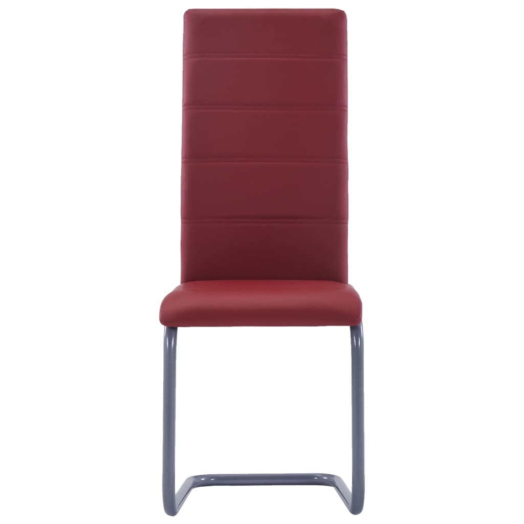 282098 vidaXL Cantilever Dining Chairs 4 pcs Red Faux Leather