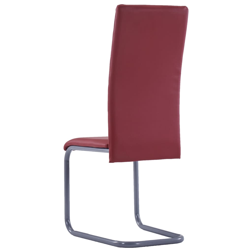 282098 vidaXL Cantilever Dining Chairs 4 pcs Red Faux Leather