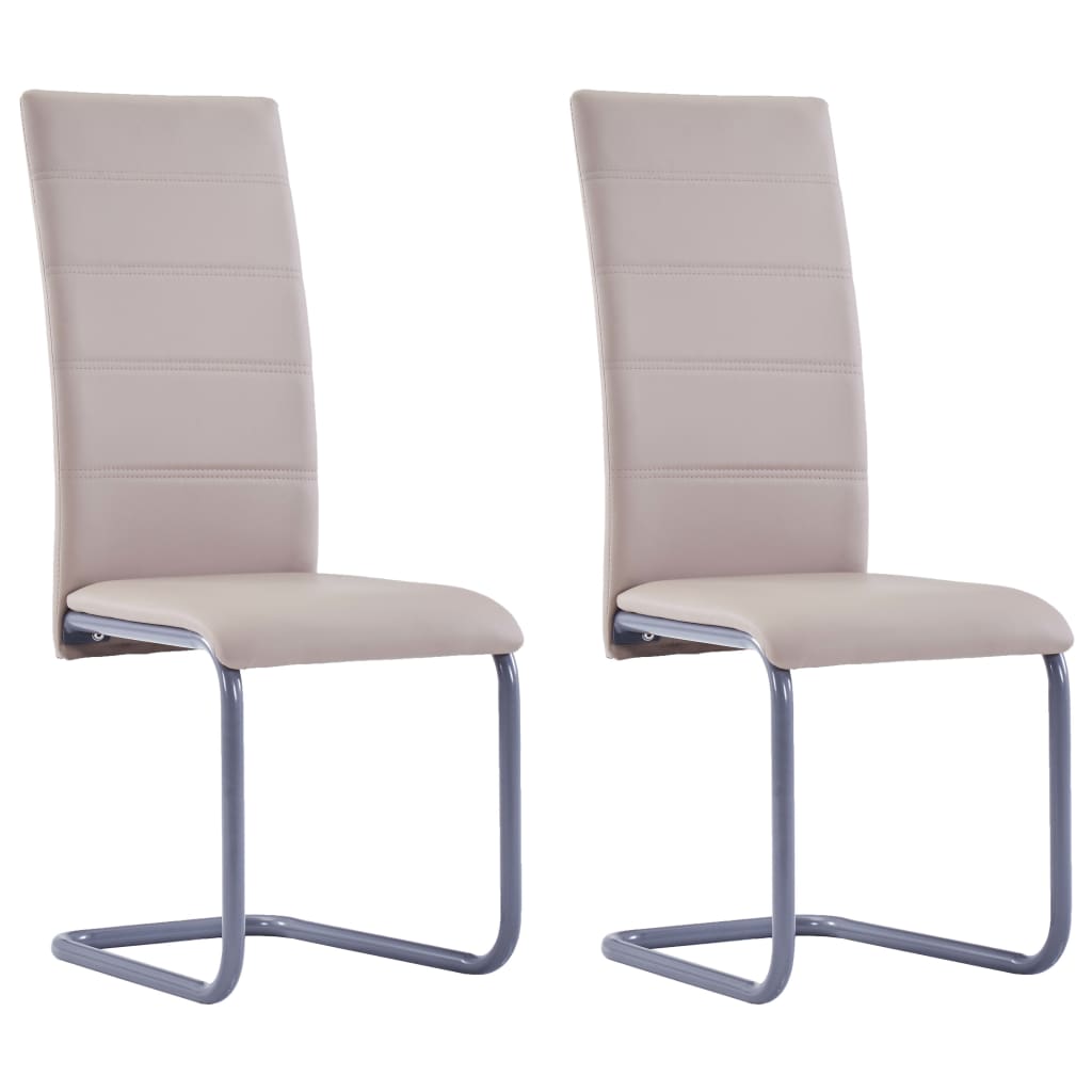 

vidaXL Cantilever Dining Chairs 2 pcs Cappuccino Faux Leather