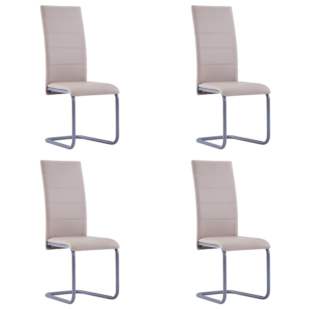 

vidaXL Cantilever Dining Chairs 4 pcs Cappuccino Faux Leather