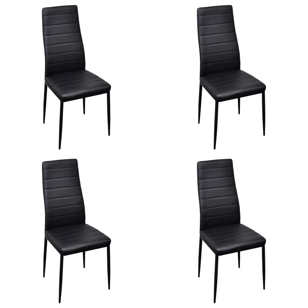 

vidaXL Dining Chairs 4 pcs Black Faux Leather