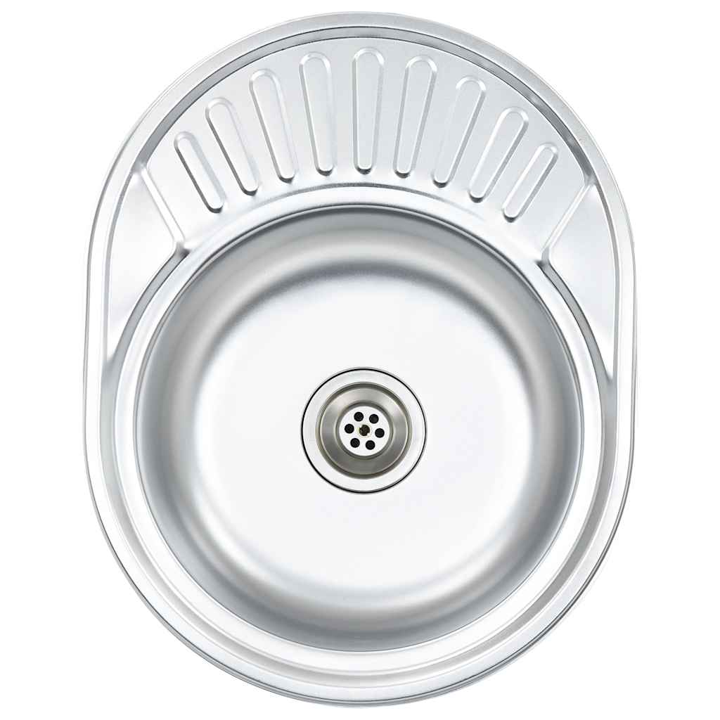 Lavello Da Cucina Con Filtro E Sifone Ovale In Acciaio Inox VidaXL 14 width=274