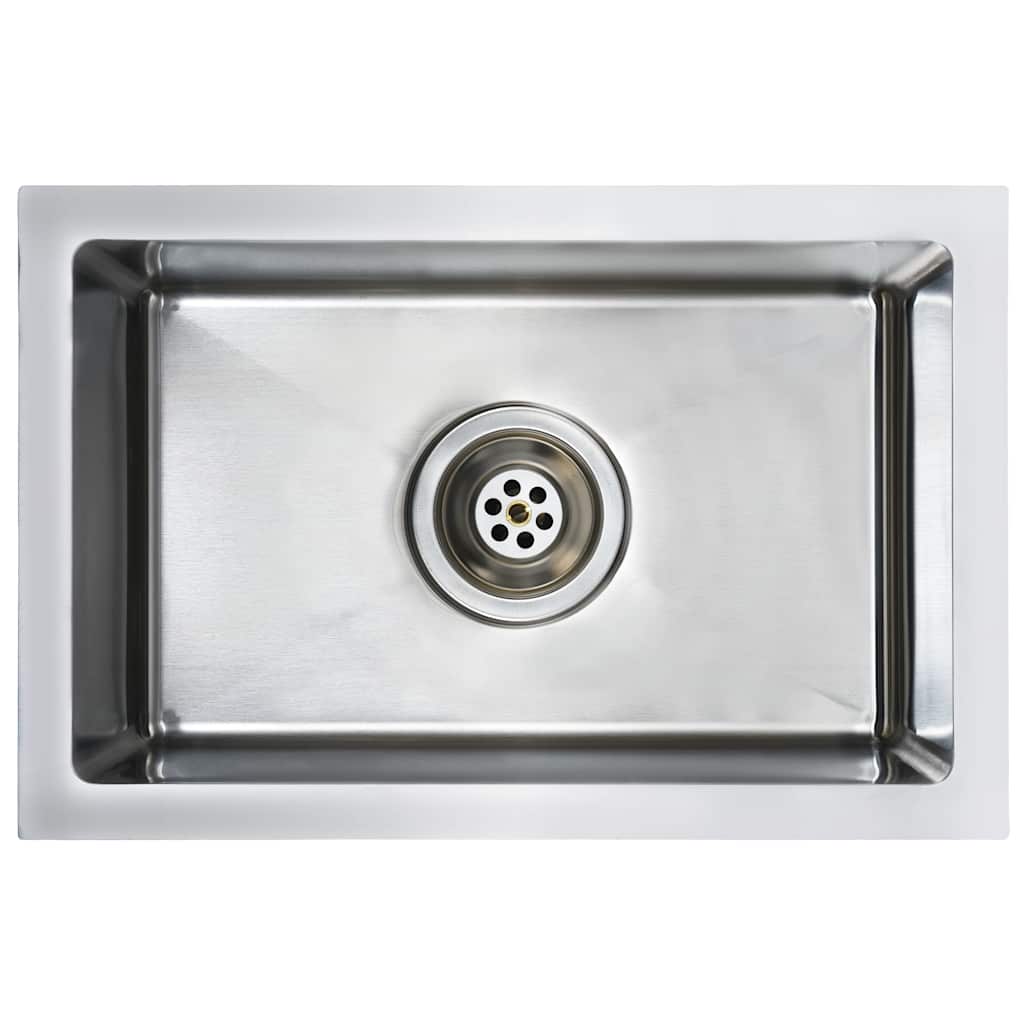 

vidaXL Handmade Kitchen Sink with Strainer Stainless Steel