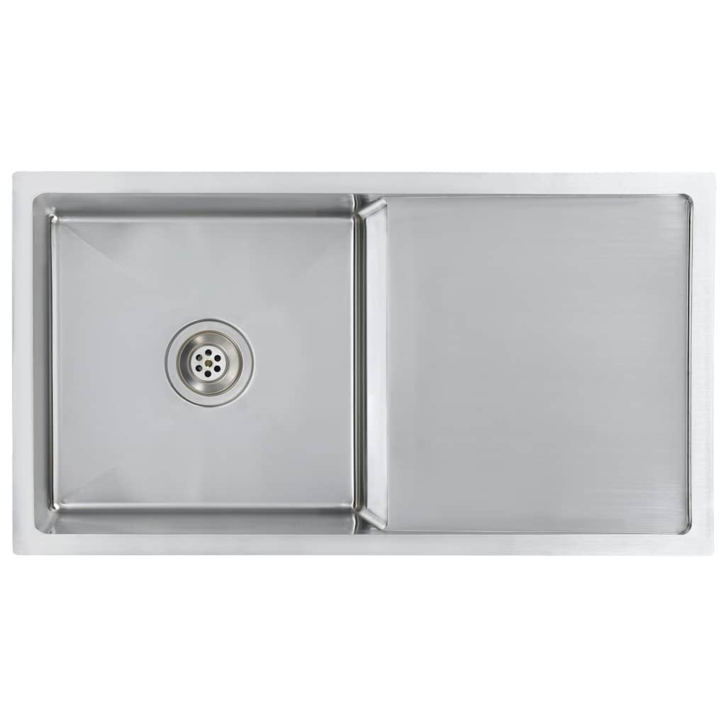 

vidaXL Handmade Kitchen Sink with Strainer Stainless Steel