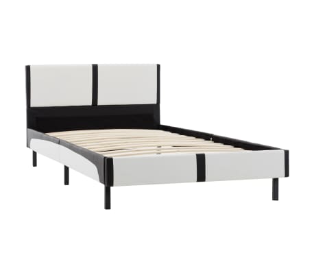 vidaXL Estructura de cama de cuero sintético blanco y negro 90x200 cm