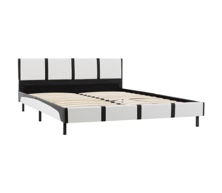 vidaXL Rama łóżka, biało-czarna, sztuczna skóra, 160 x 200 cm