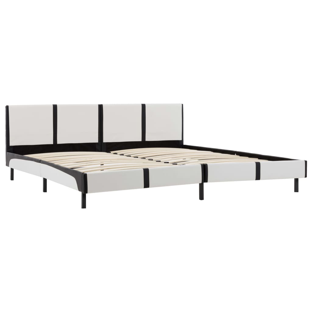 vidaXL Estrutura de cama 180x200 cm couro artificial preto e branco