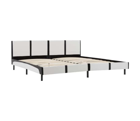 vidaXL Estrutura de cama 180x200 cm couro artificial preto e branco