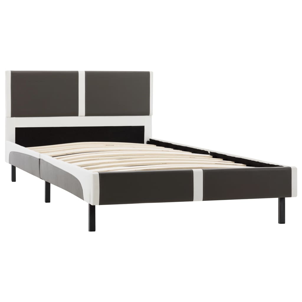 

vidaXL Bedframe kunstleer grijs en wit 90x200 cm