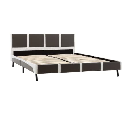 vidaXL Estrutura de cama 140x200 cm couro artificial cinzento e branco