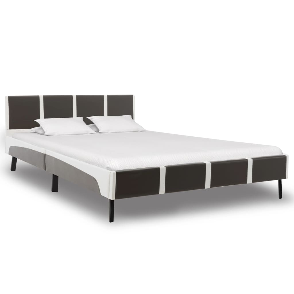 vidaXL Cadru de pat, gri și alb, 160 x 200 cm, piele ecologică vidaXL imagine model 2022