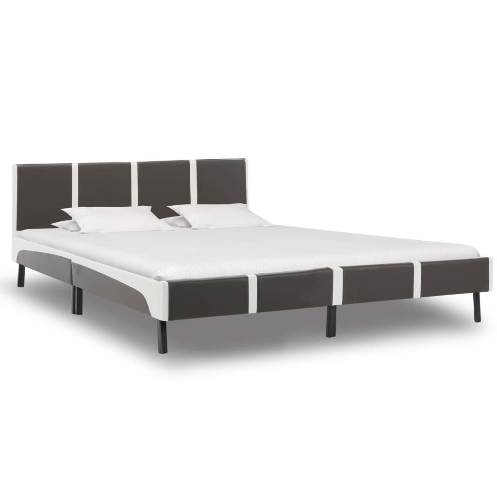 vidaXL Cadru de pat, gri și alb, 180 x 200 cm, piele ecologică vidaXL imagine model 2022