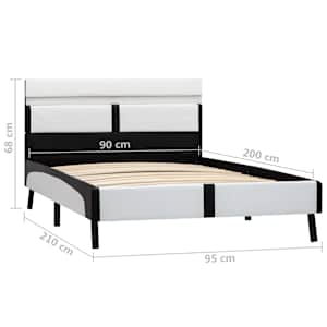 Rám postele s LED světlem bílý a černý umělá kůže 90 x 200 cm - obrázek 9